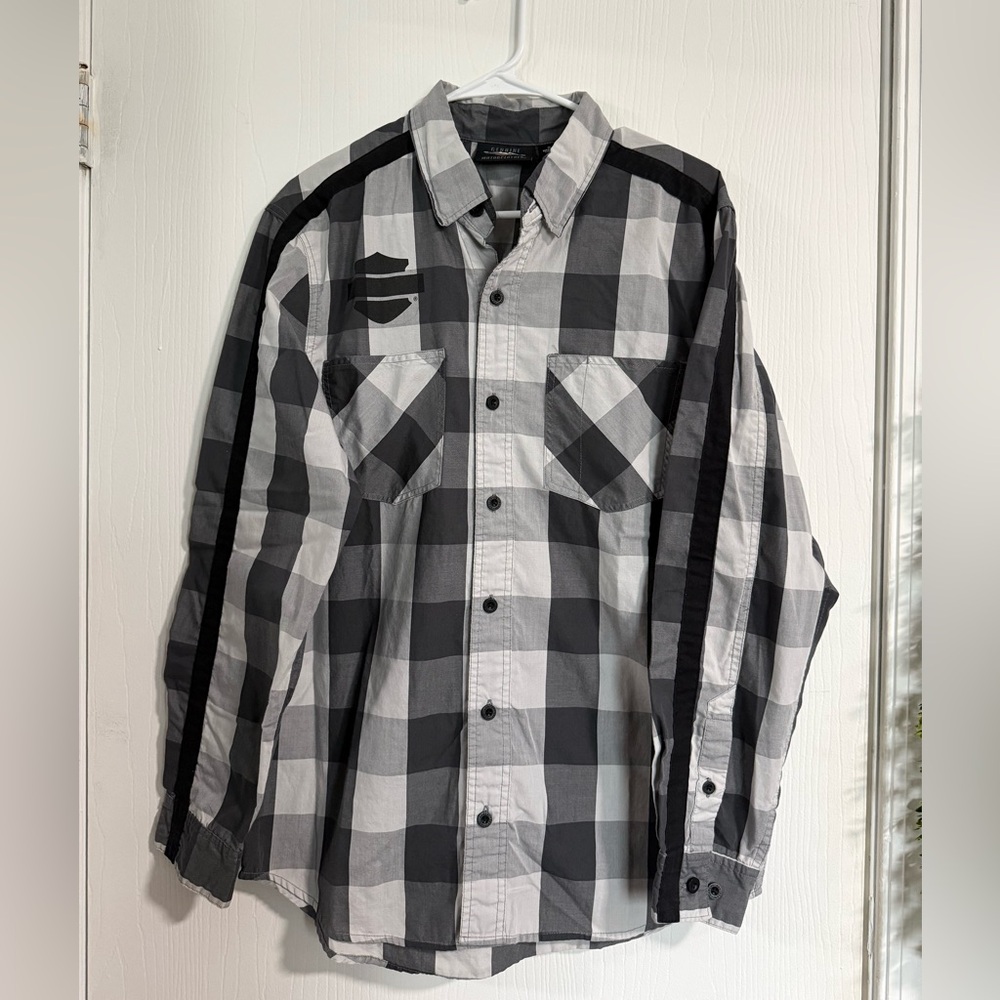 Harley-Davidson Men's Sleeve Stripe Plaid Shirt